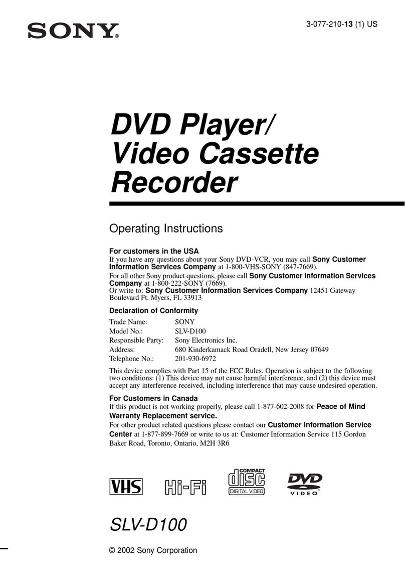 Sony SLV-D100 Notes on operations & the setup... operating instructions