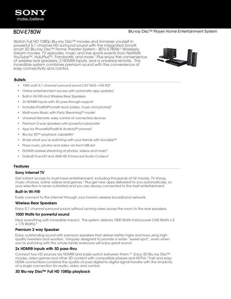 Sony BDV-E780W Specifications