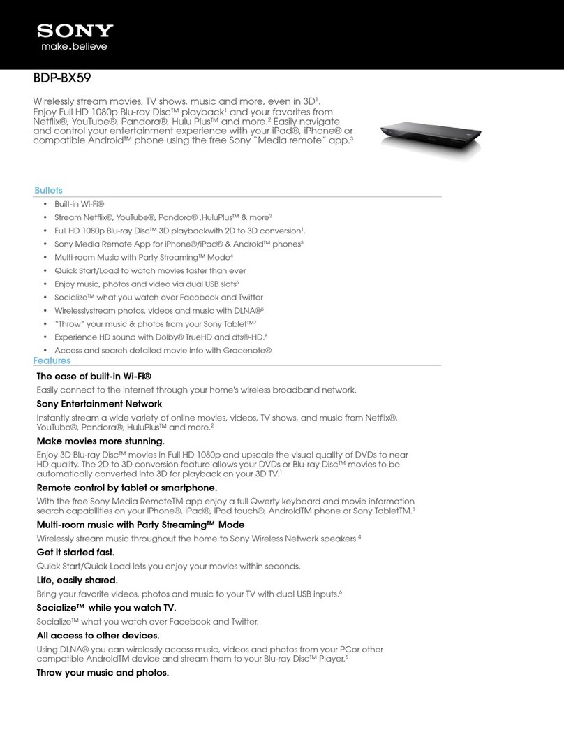 Sony BDP-BX59 Specifications