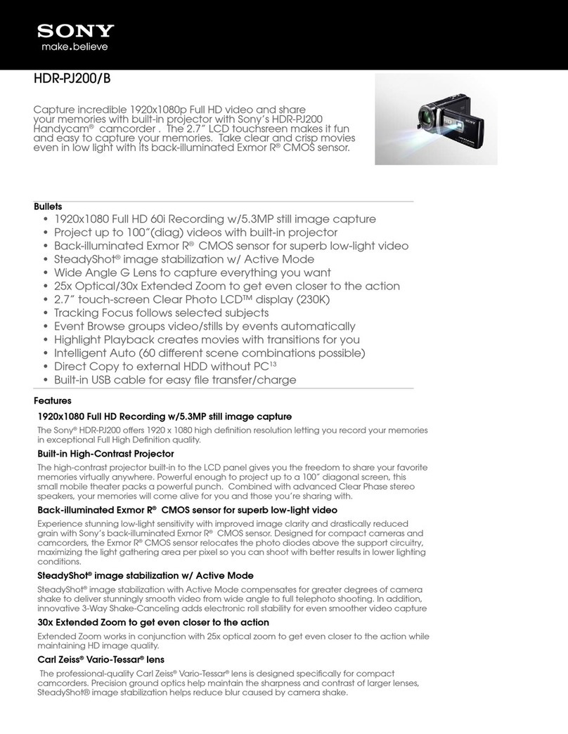 Sony HDR-PJ200/B Specifications