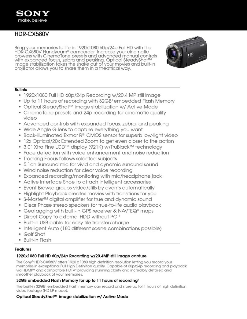Sony Handycam HDR-CX580V Specifications