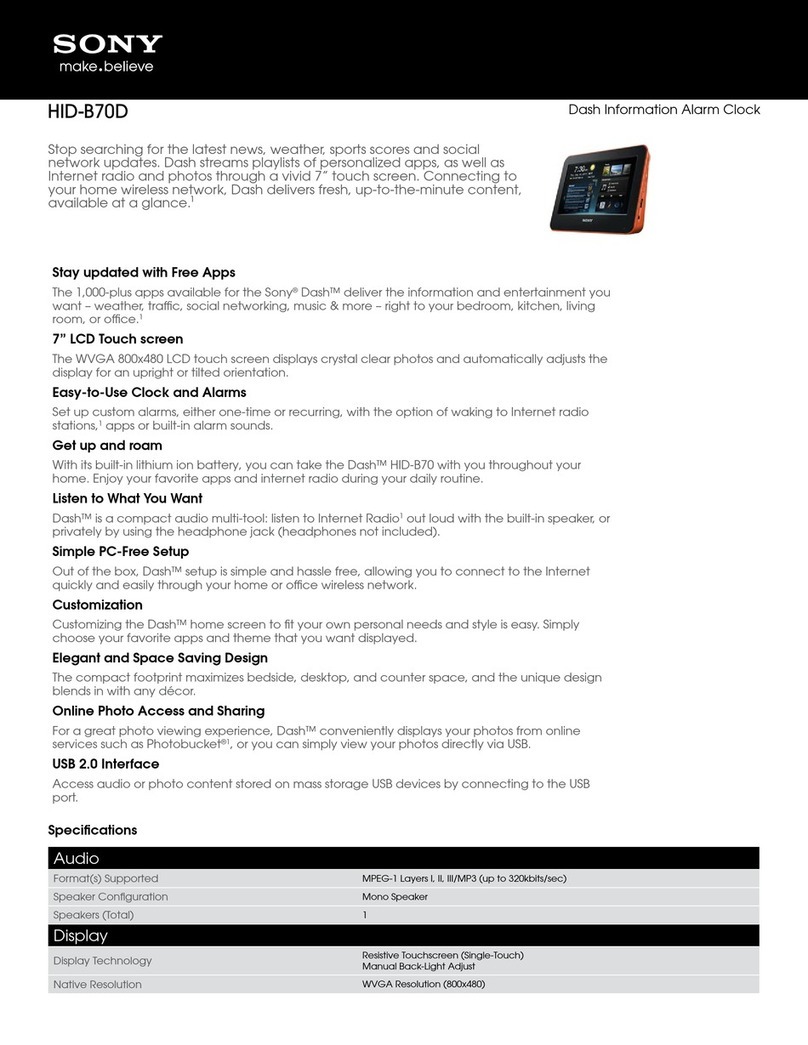 Sony HID-B70D Specifications
