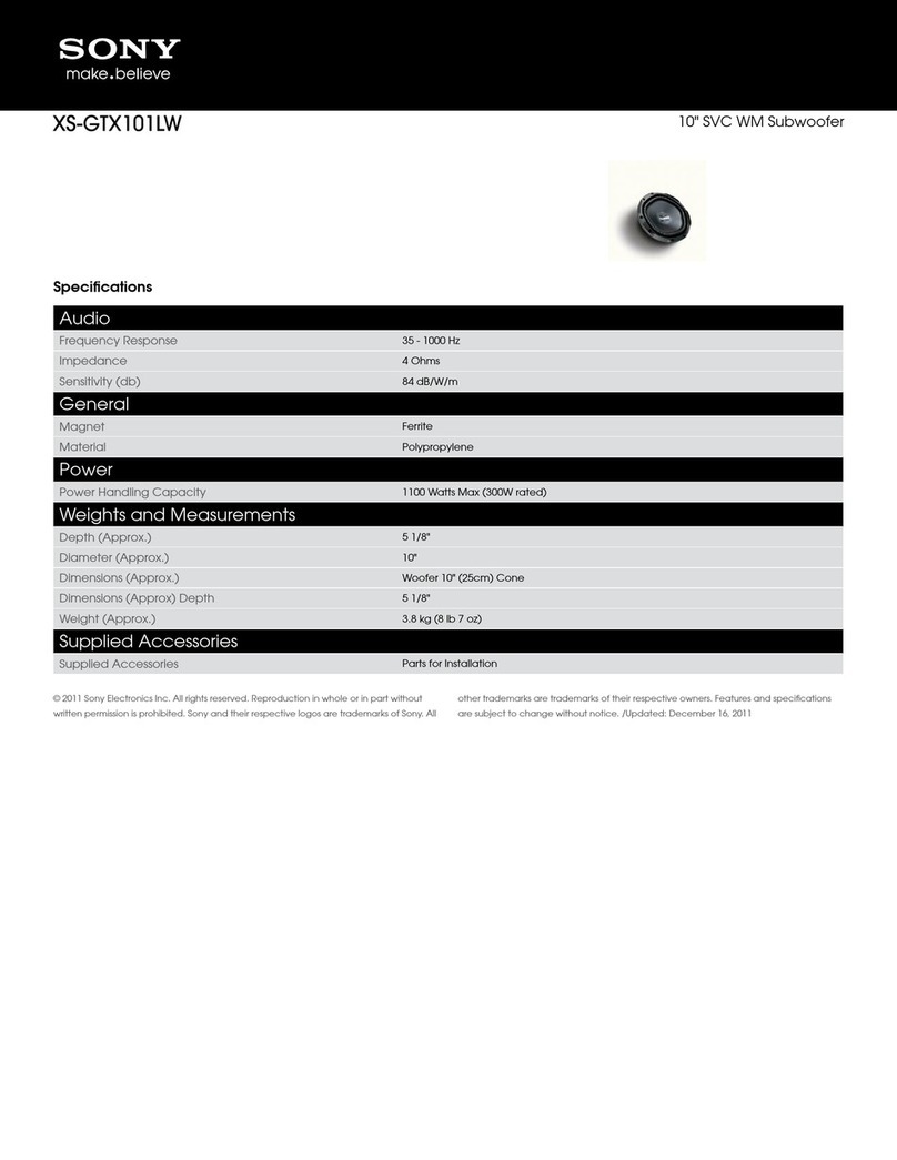 Sony XS-GTX101LW Specifications