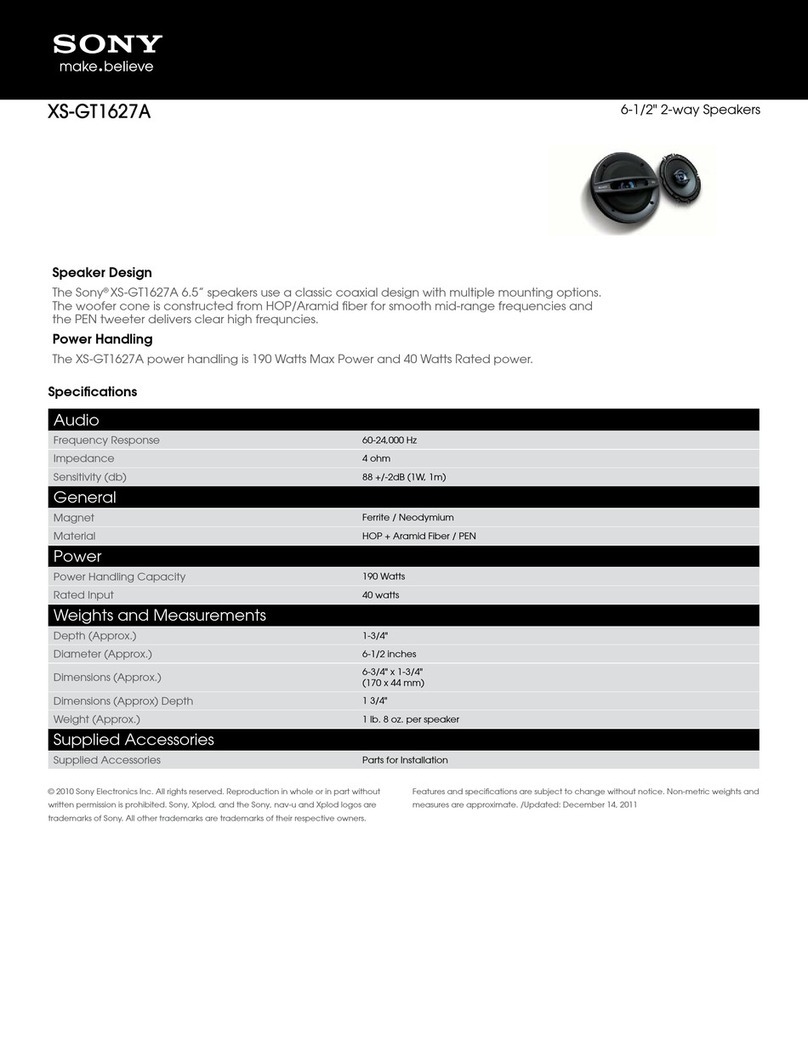 Sony XS-GT1627A Specifications