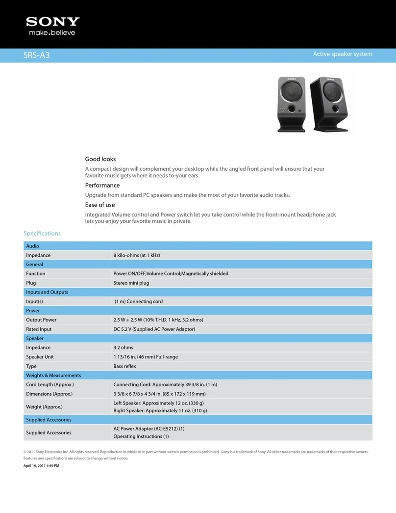 Sony SRS-A3 Specifications