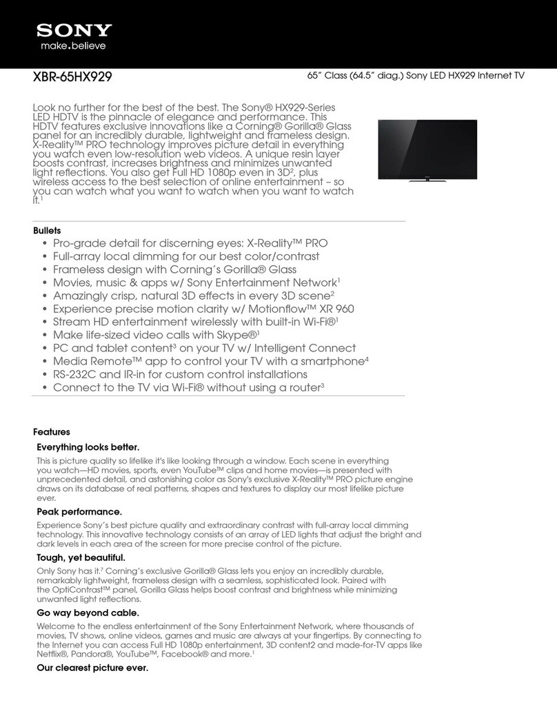 Sony Bravia XBR-65HX929 Specifications