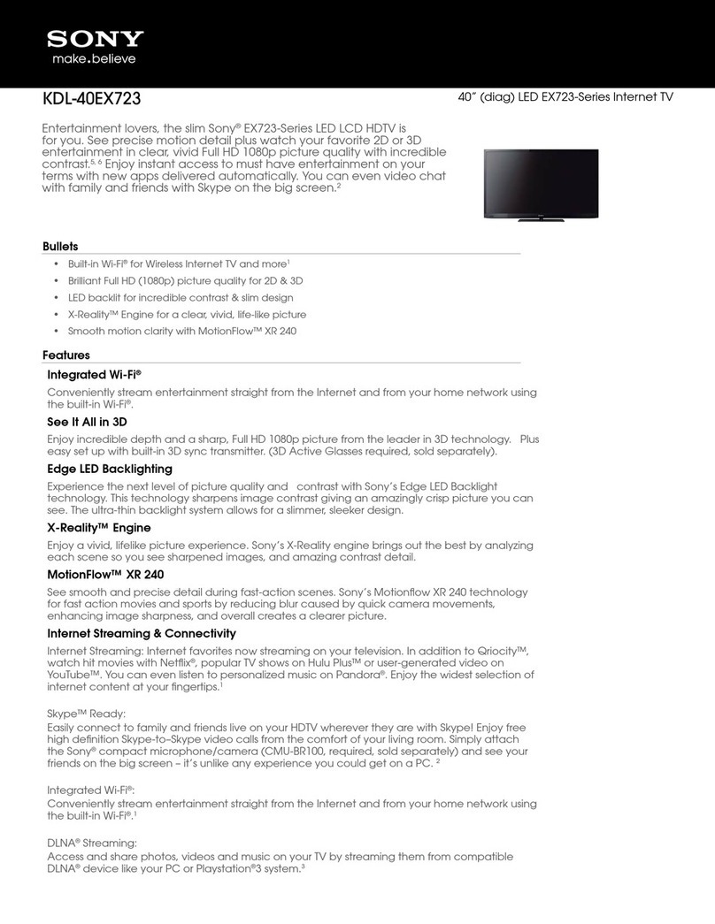 Sony Bravia KDL-40EX723 User manual Sony Bravia KDL-40EX723 User manual
