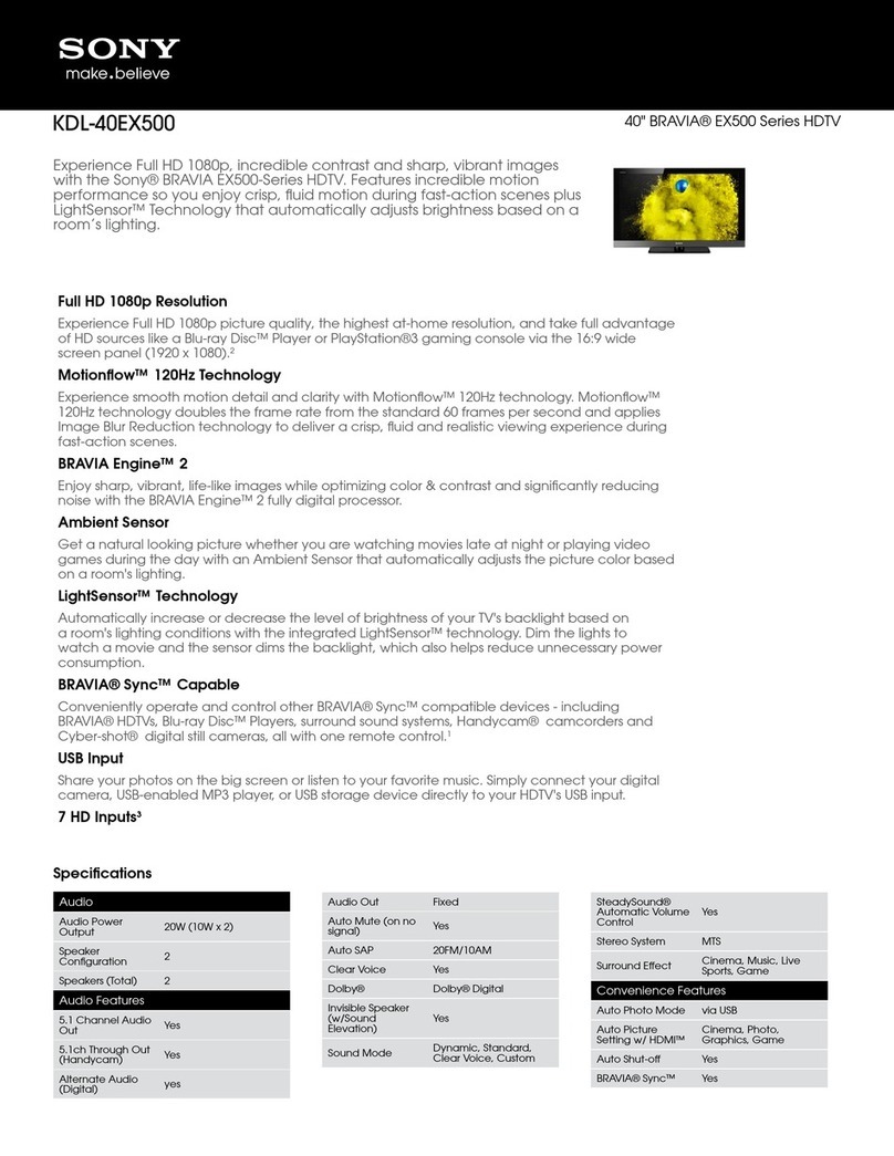 Sony KDL-40EX500 - Bravia Ex Series Lcd... Specifications