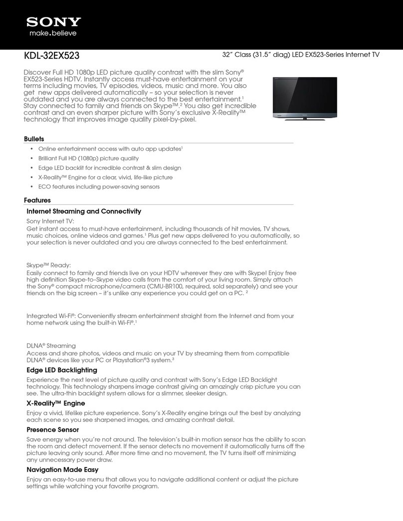 Sony Bravia KDL-32EX523 Specifications