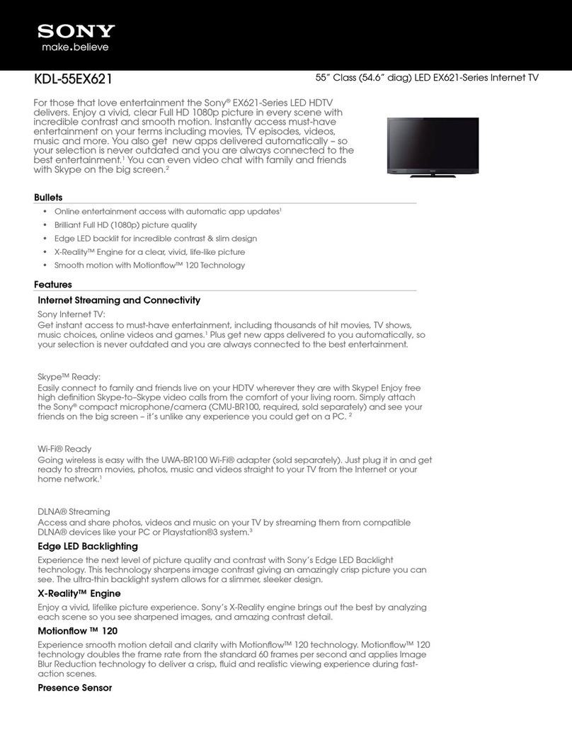 Sony BRAVIA KDL-55EX621 Specifications