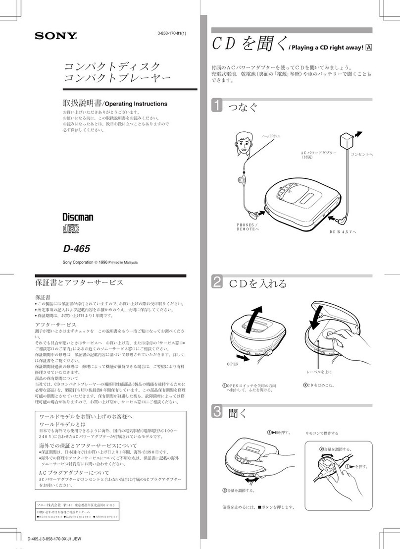 Sony Discman D-465 User manual