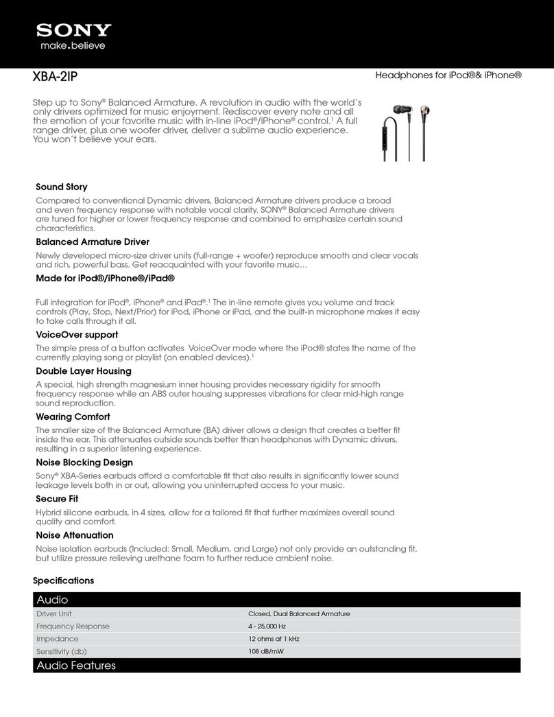 Sony XBA-2iP Specifications