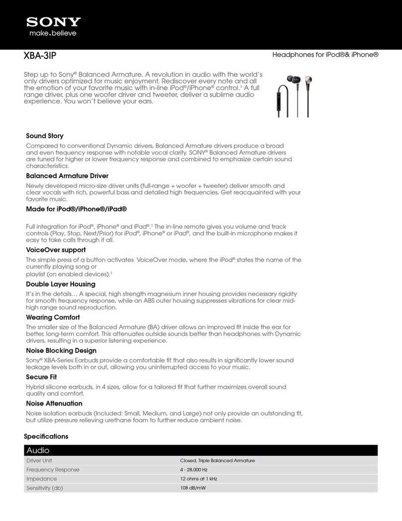 Sony XBA-3iP Specifications