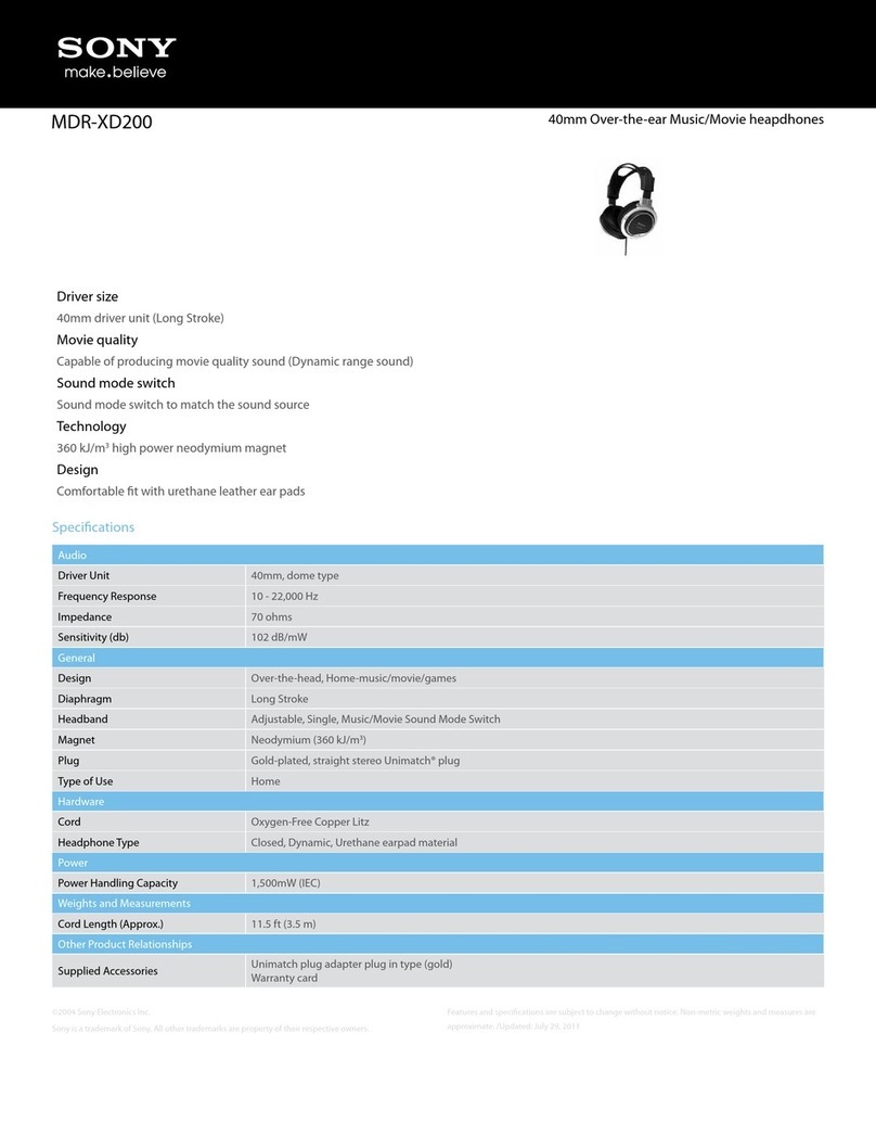 Sony MDRXD200 - Headphones - Binaural Specifications