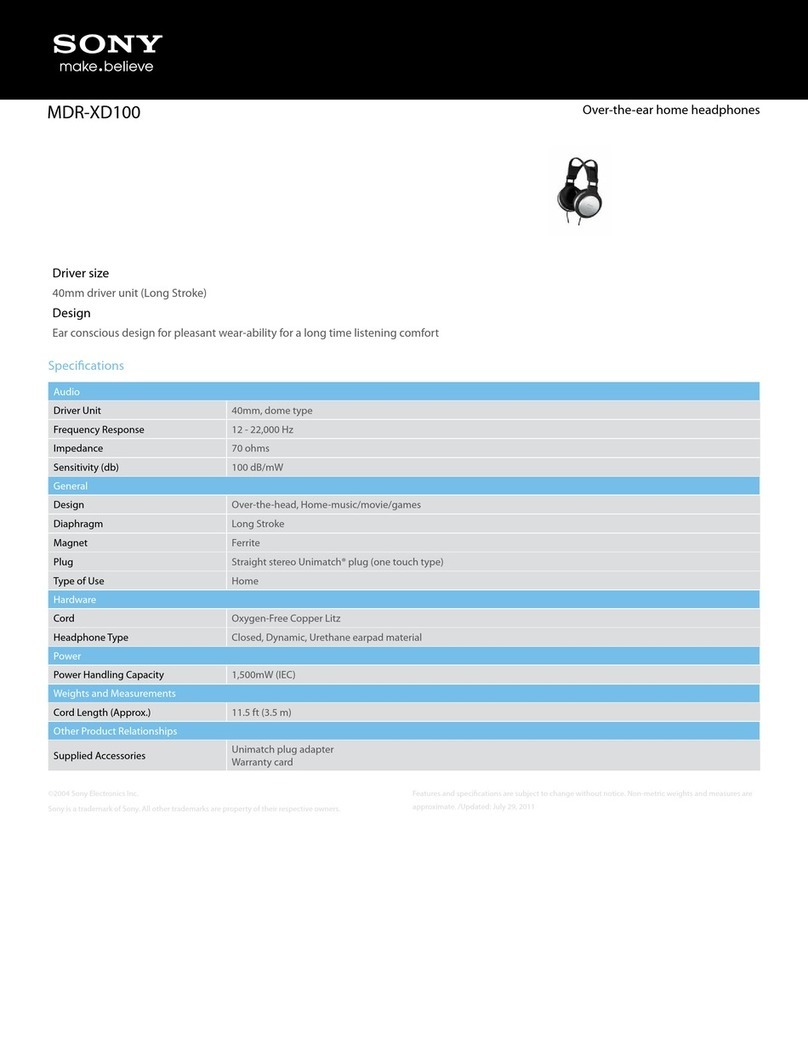 Sony MDR XD100 - Headphones - Binaural Specifications