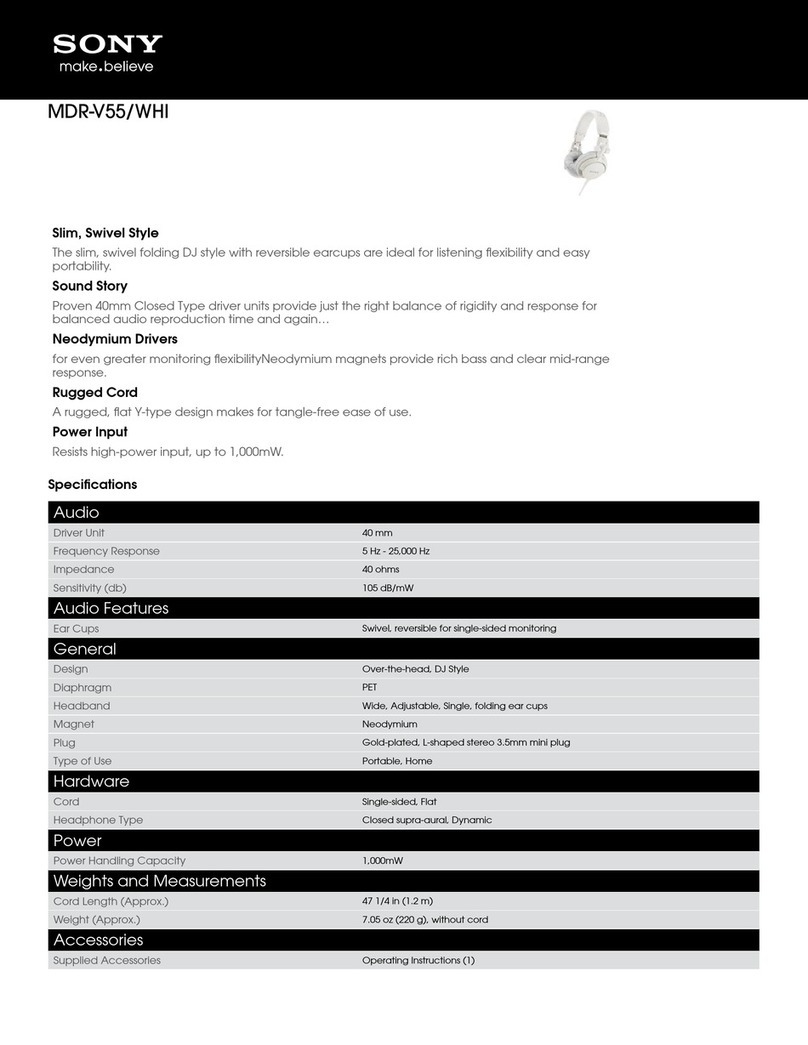 Sony MDR-V55/WHI Specifications