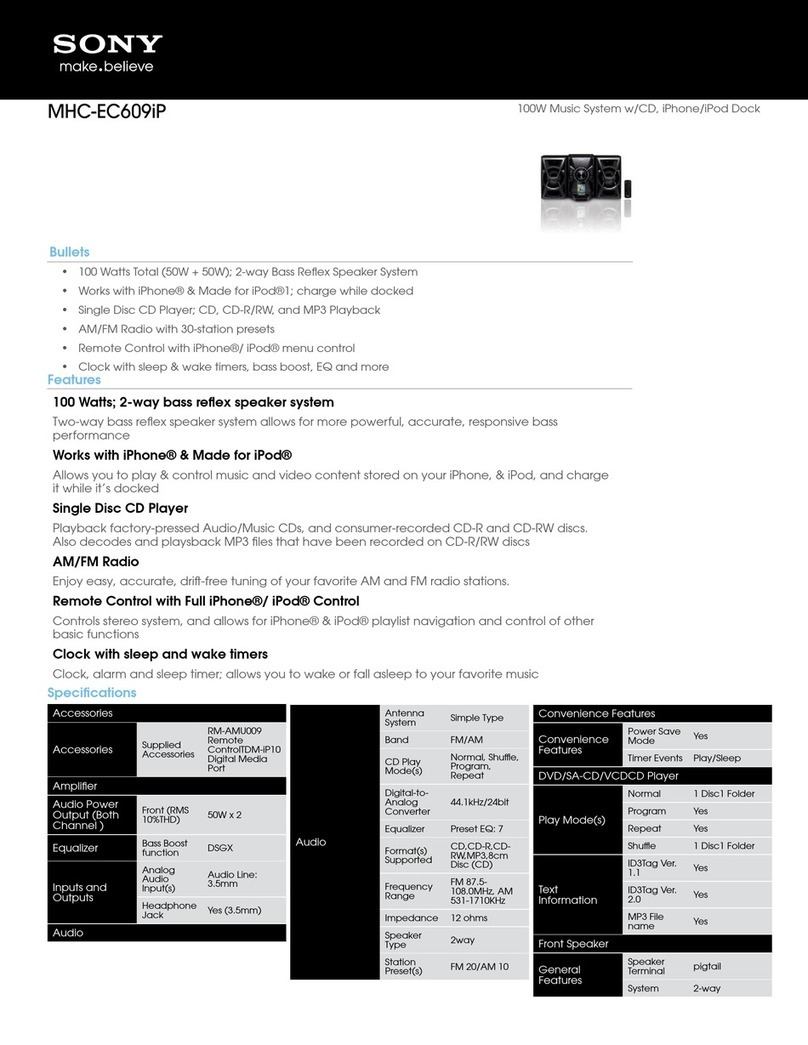 Sony MHC-EC609iP Specification sheet