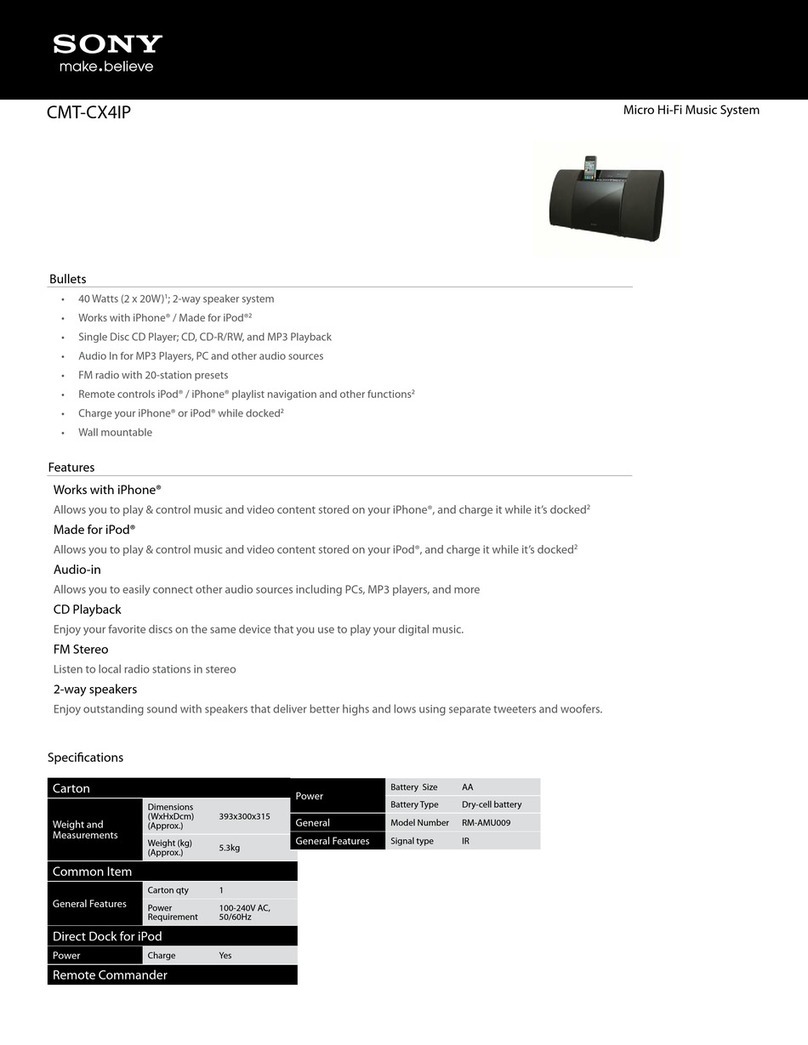 Sony CMT-CX4iP Specifications