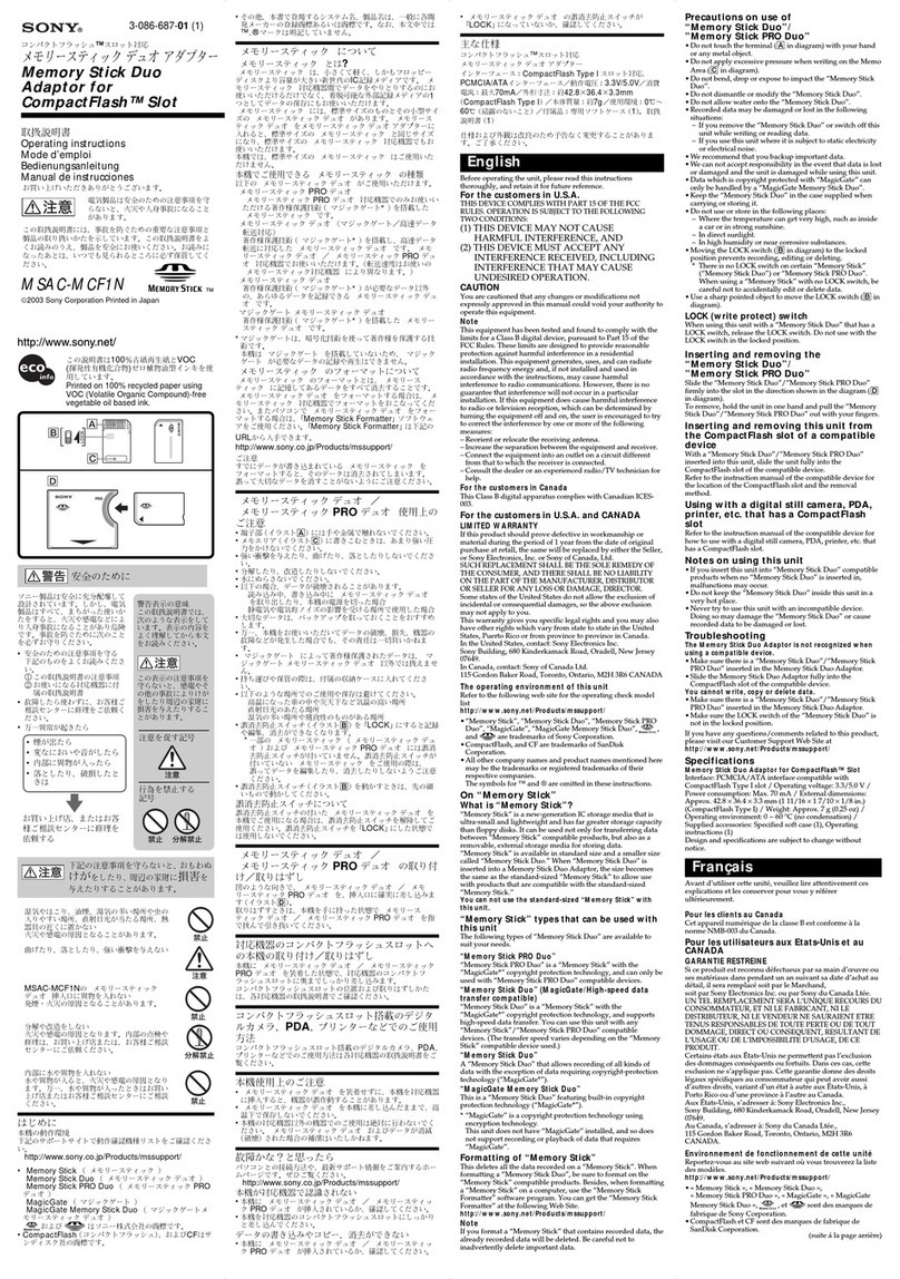 Sony MSAC-MCF1N User manual Sony MSAC-MCF1N User manual