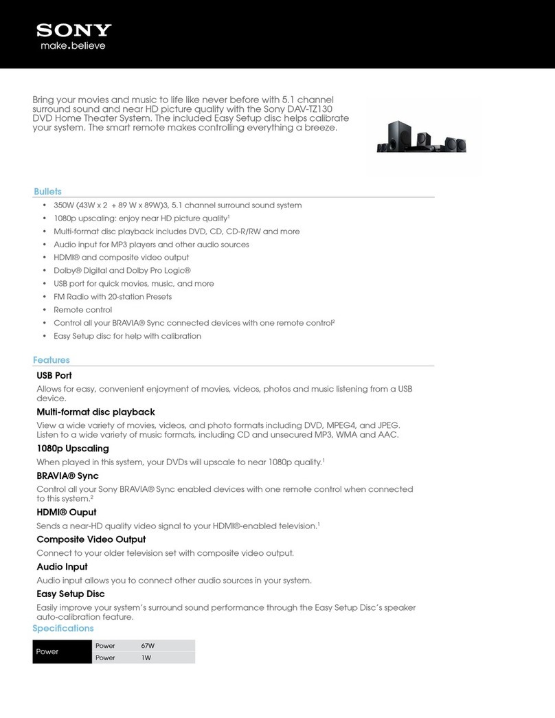 Sony DAV-TZ130 Specification sheet