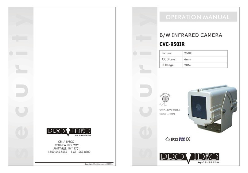 Speco B/W Infrared Camera CVC-950IR Operation manual