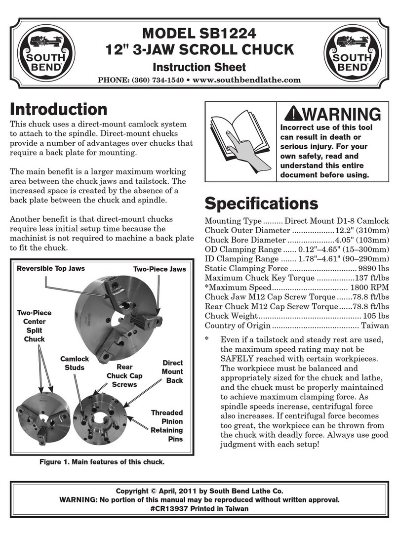 Southbend SB1224 instruction sheet