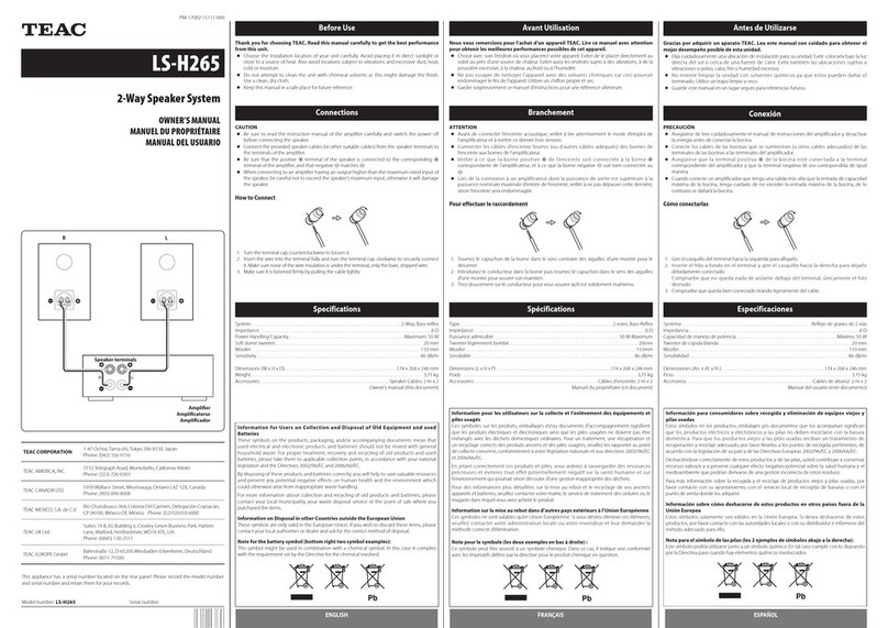Teac LS-H265 owner's manual
