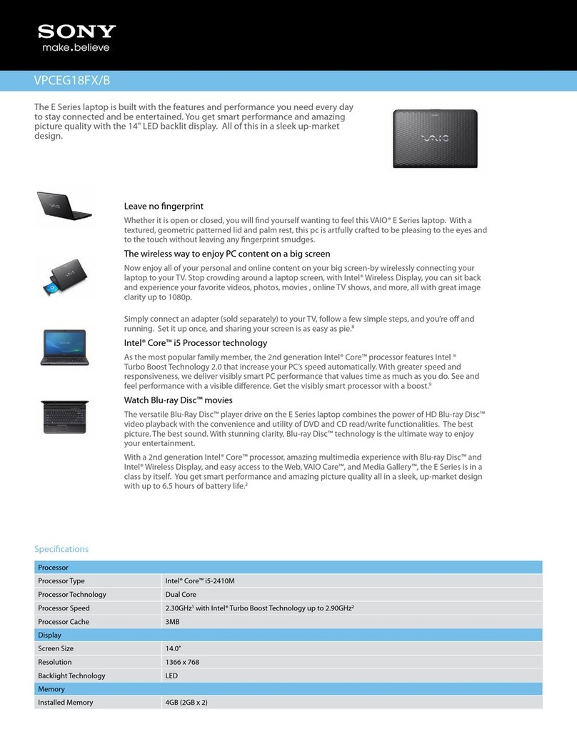 Sony VAIO VPCEG18FXB User manual