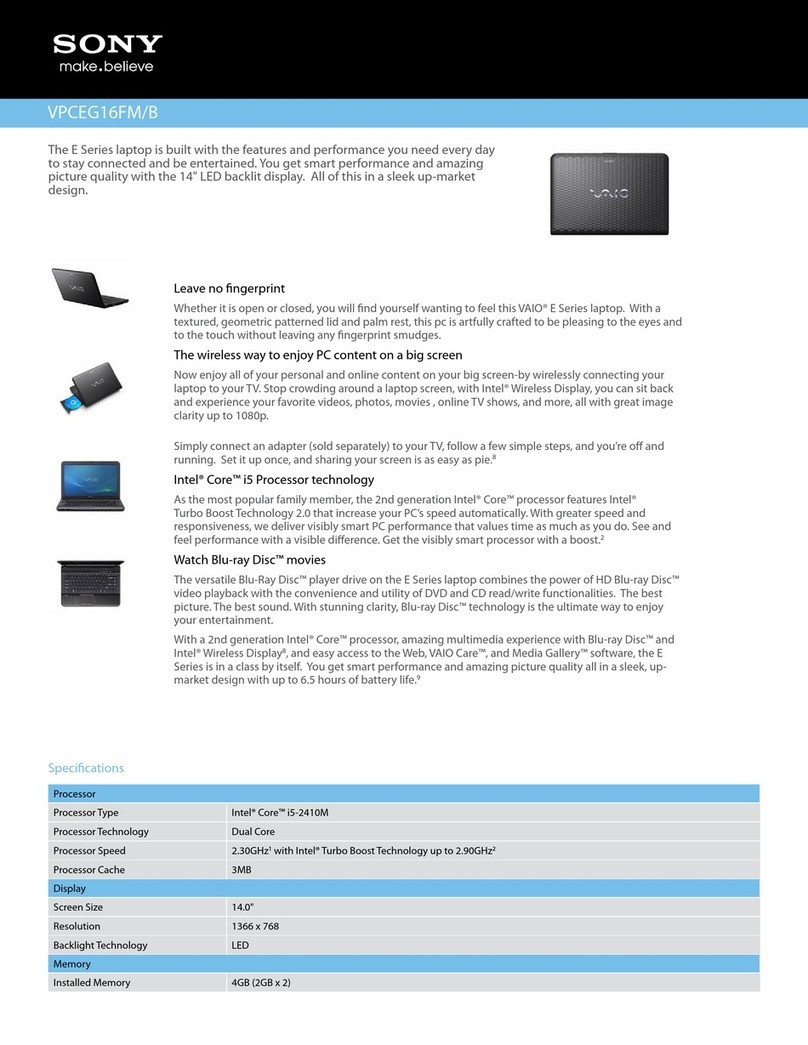 Sony VAIO VPCEG16FMB User manual