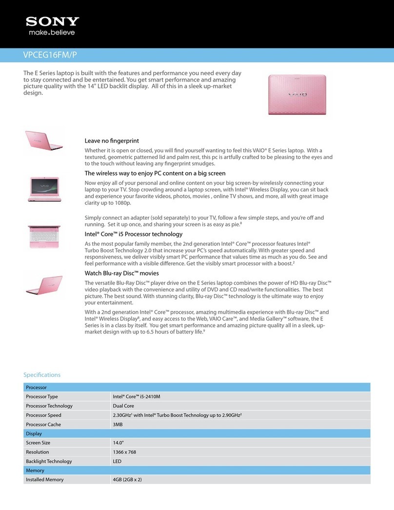 Sony VAIO VPCEG16FMP User manual