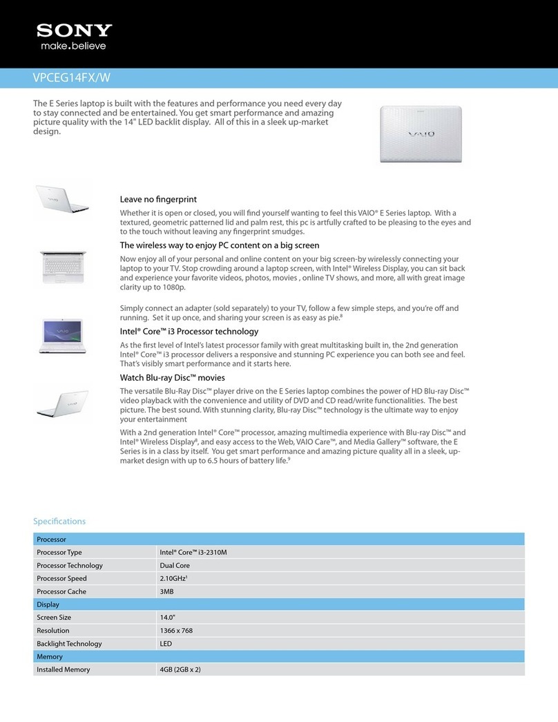 Sony VAIO VPCEG14FXW User manual