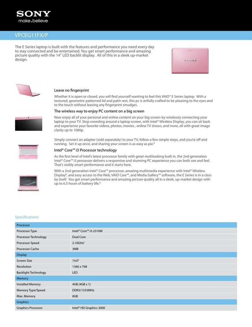 Sony VAIO VPCEG11FXP User manual