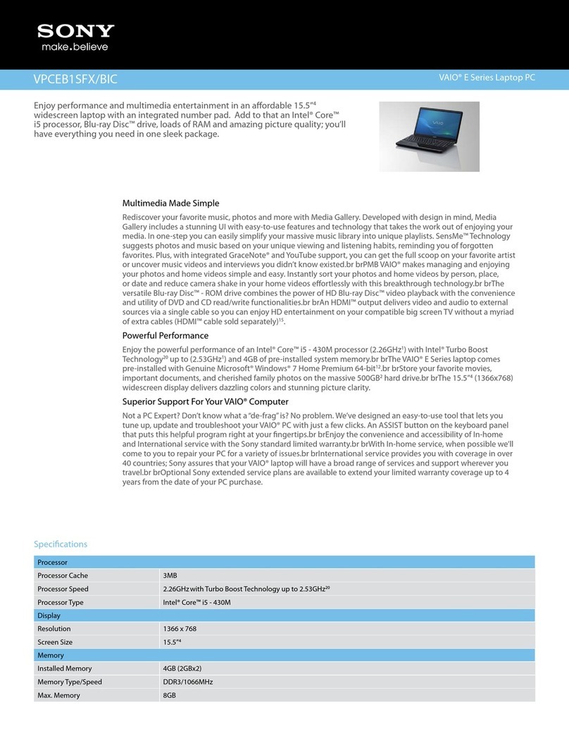 Sony VAIO VPCEB1SFX User manual