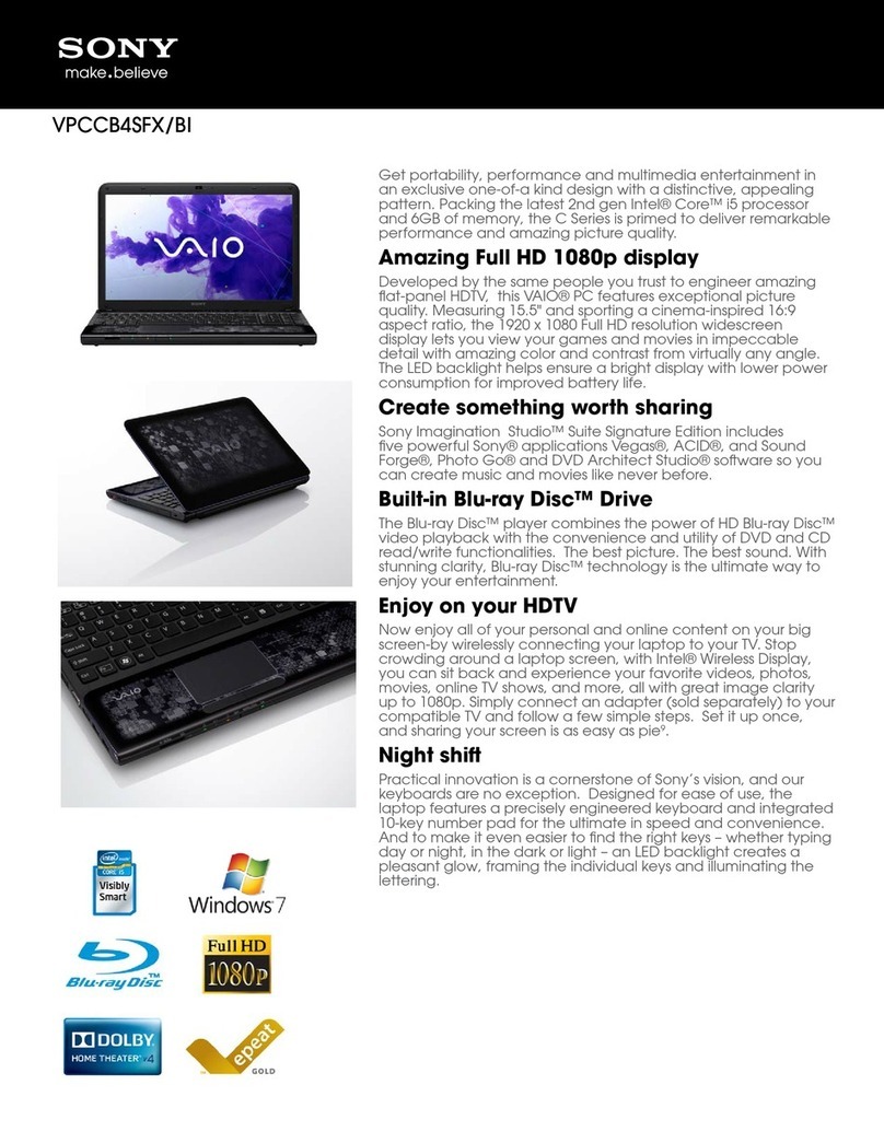 Sony VAIO VPCCB4SFXBI User manual