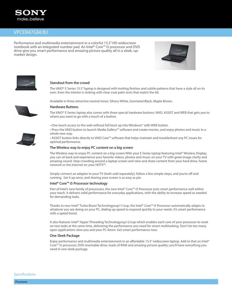 Sony VAIO VPCEB47GMBJ Specifications
