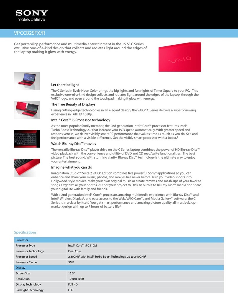 Sony VAIO VPCCB2SFXR User manual