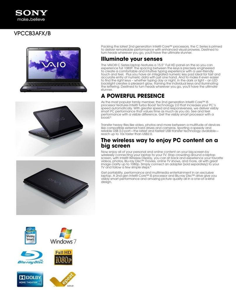Sony VAIO VPCCB3AFXB Specifications