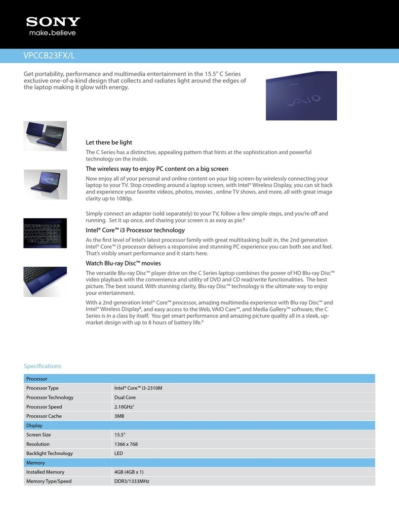 Sony VAIO VPCCB23FXL User manual