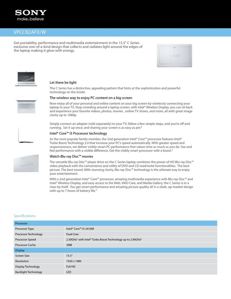 Sony VAIO VPCCB2AFXW User manual