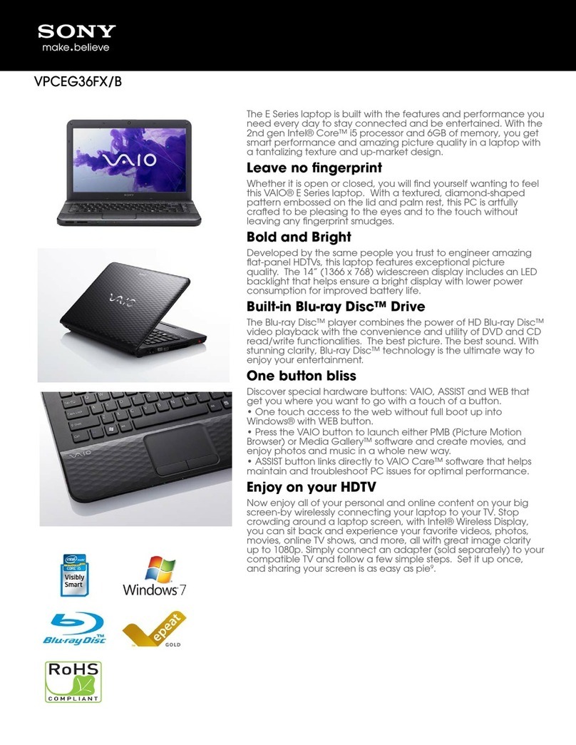 Sony VAIO VPCEG36FXB User manual