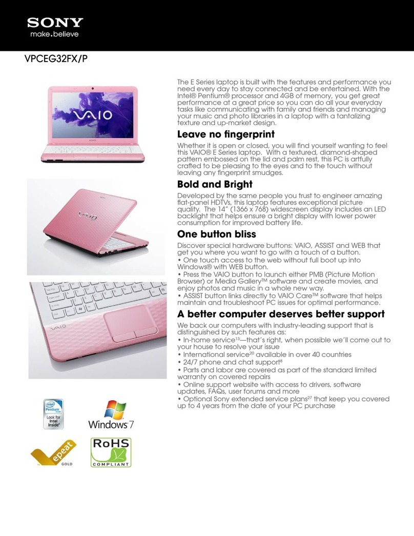 Sony VAIO VPCEG32FXP User manual