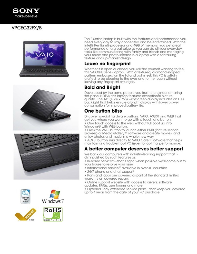 Sony VAIO VPCEG32FXB User manual