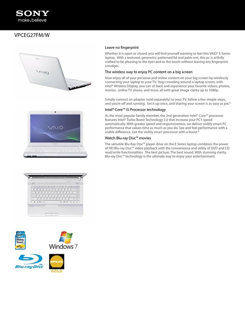 Sony VAIO VPCEG27FMW User manual