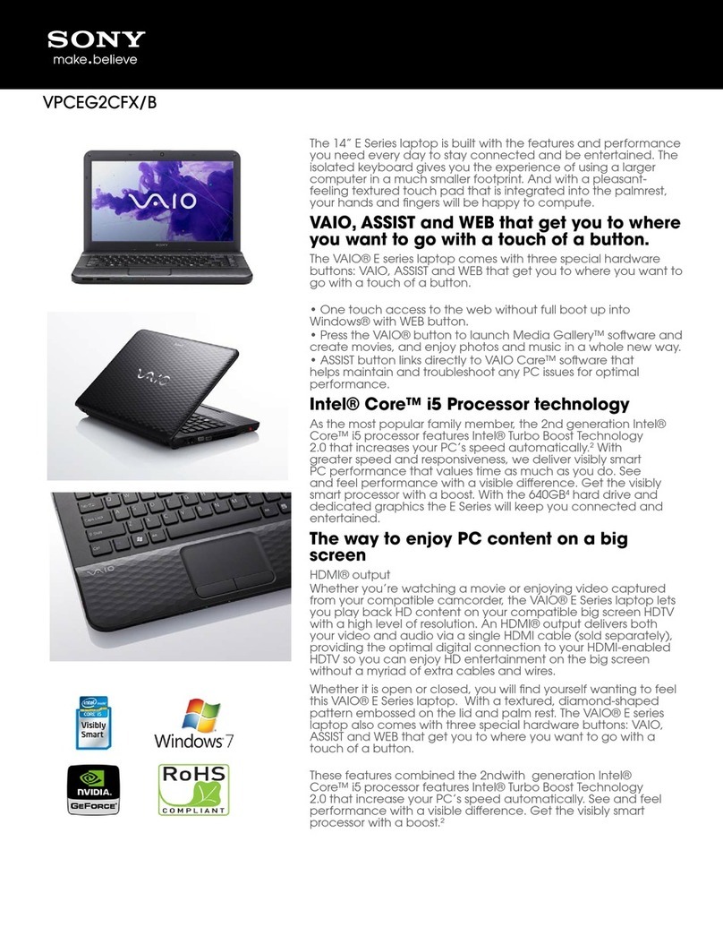 Sony VAIO VPCEG2CFXB User manual