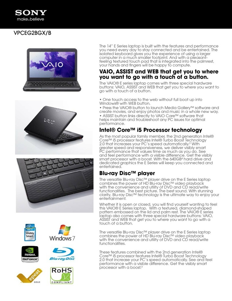 Sony VAIO VPCEG2BGXB User manual