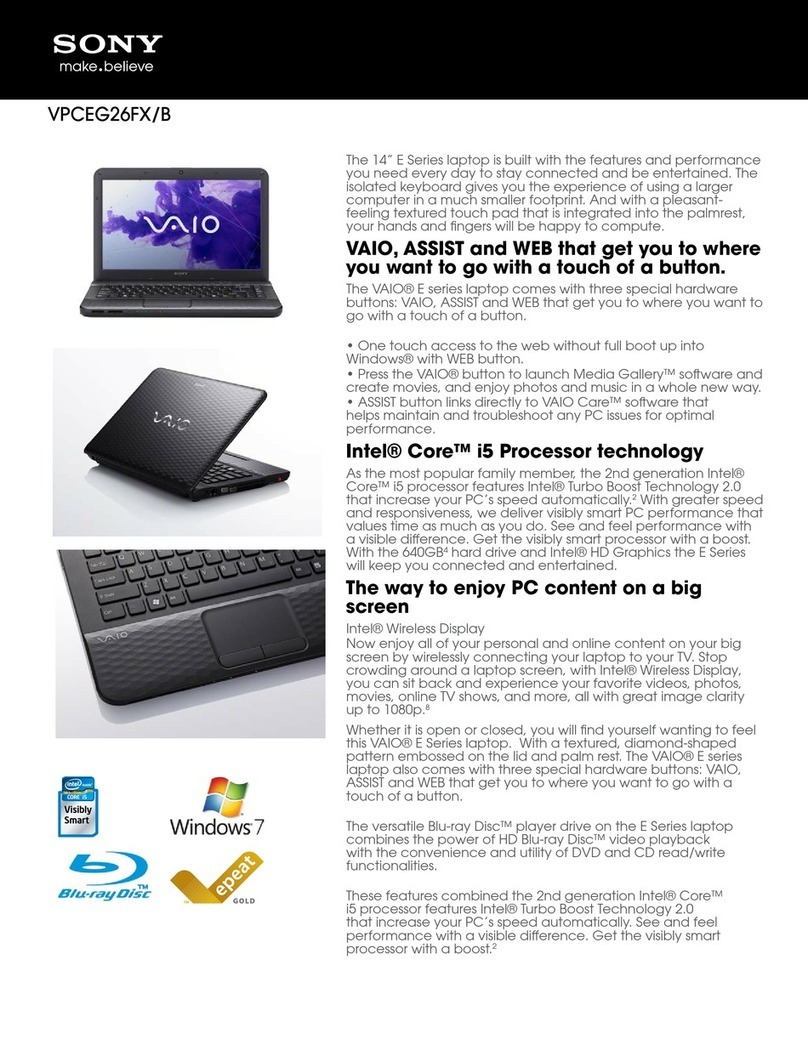 Sony VAIO VPCEG26FXB User manual