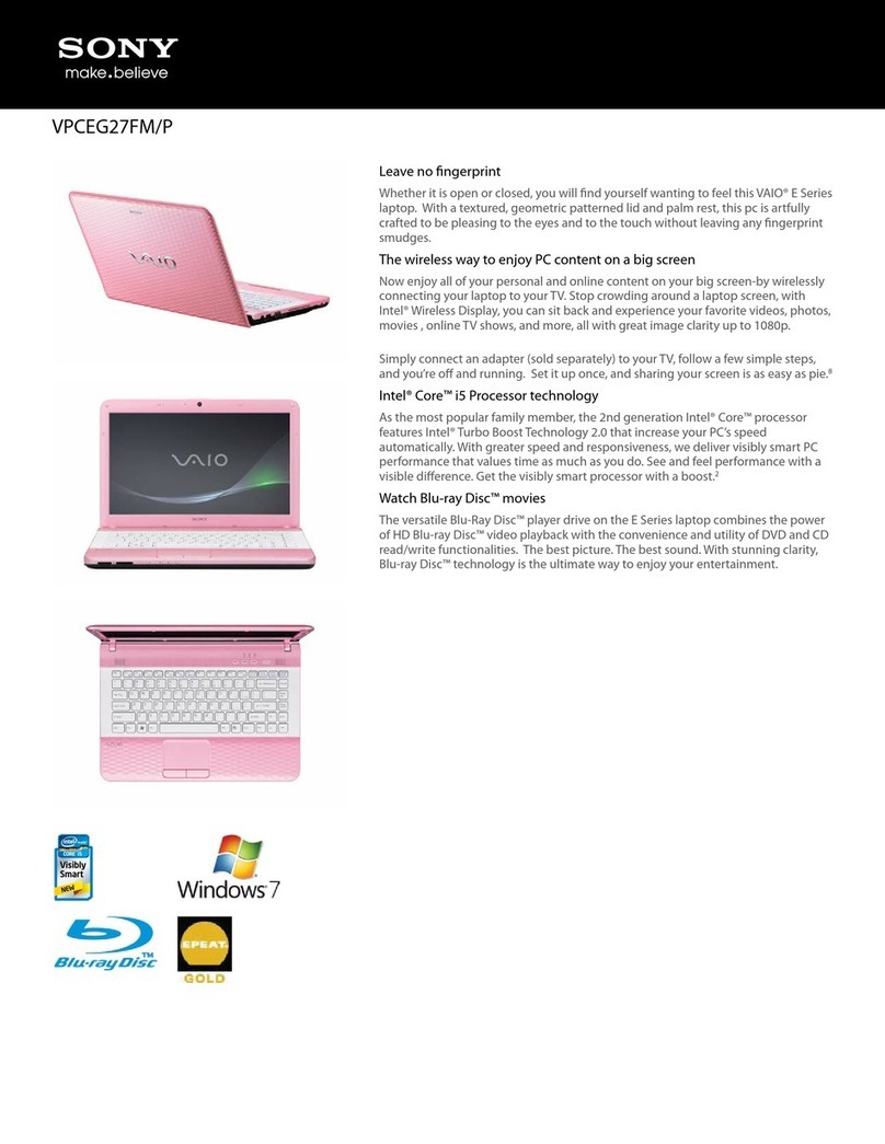 Sony VAIO VPCEG27FMP User manual