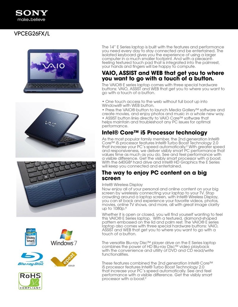 Sony VAIO VPCEG26FXL User manual