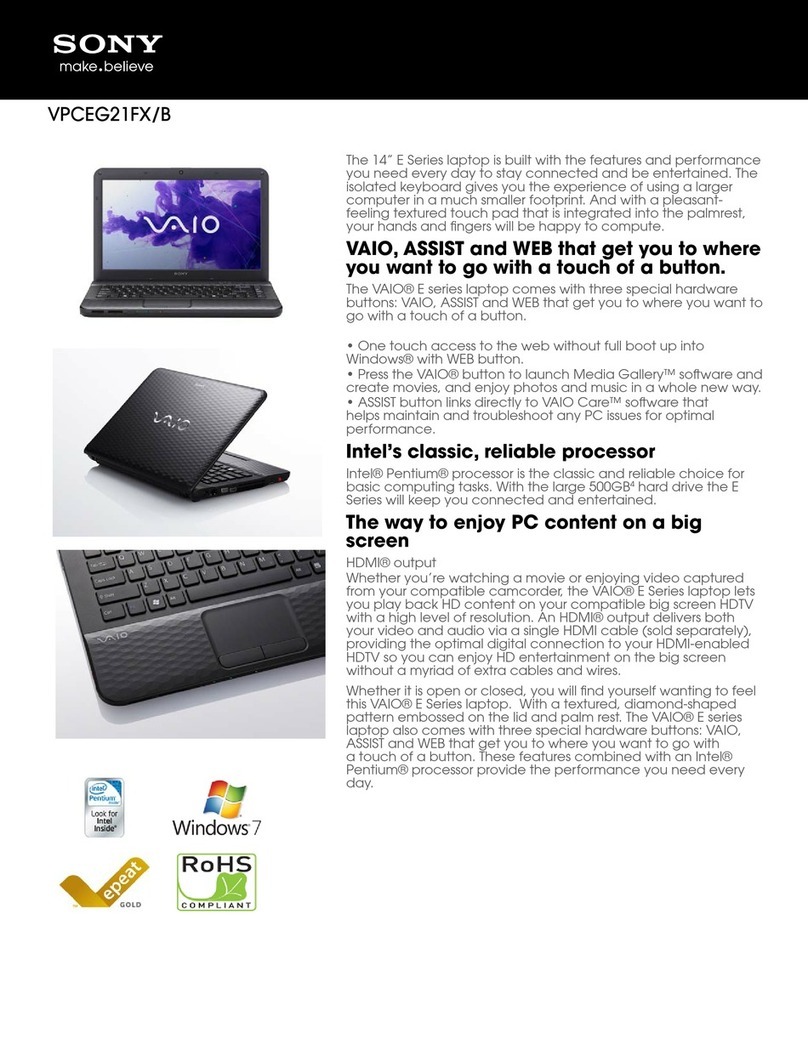 Sony VAIO VPCEG21FXB User manual