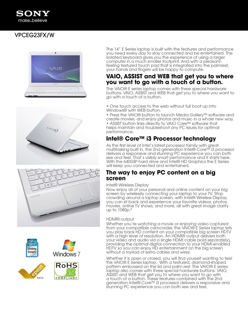 Sony VAIO VPCEG23FXW User manual